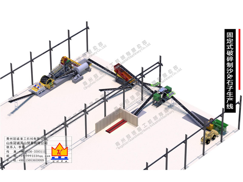 固定式破碎制沙洗沙-石子生產線 固定式破碎制沙洗沙-石子生產線